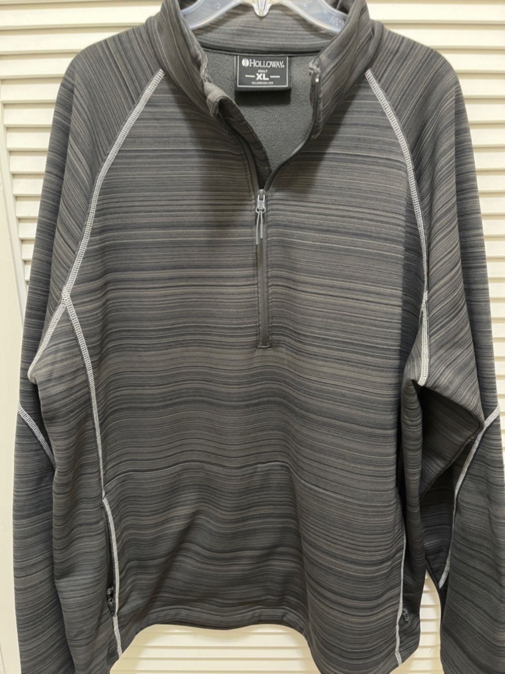 Holloway Men's Gray Striped Half-Zip Pullover